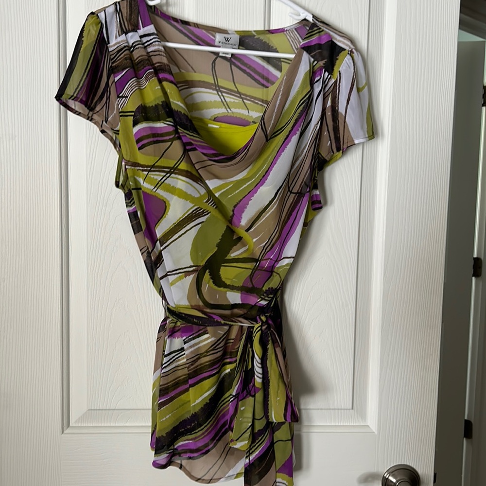Worthington Green And Purple Blouse Xl